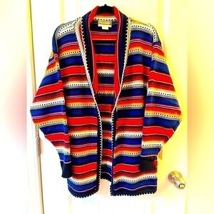 Vintage Twickers by Kenneth Gordon Blanket Stripe Cardigan Sweater Size L